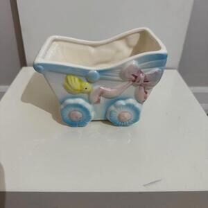 Vintage‎ GW Giftware 1950's Ceramic Baby Carriage Planter